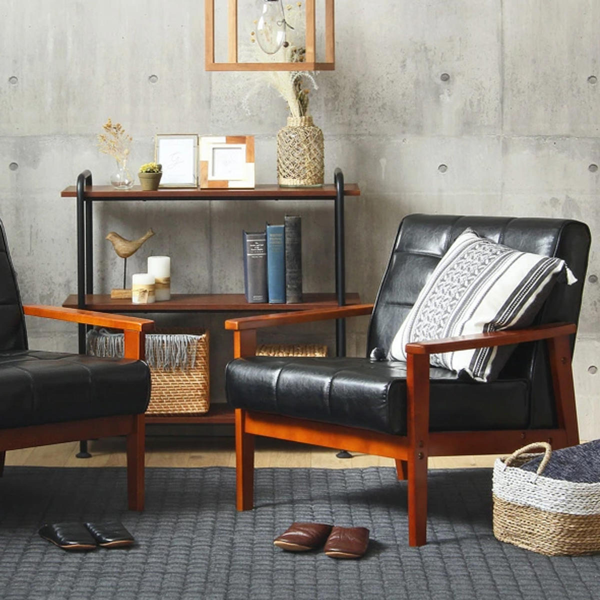 楽天市場】ソファ 椅子 レトロモダン調 木製フレーム 一人掛け用 合皮