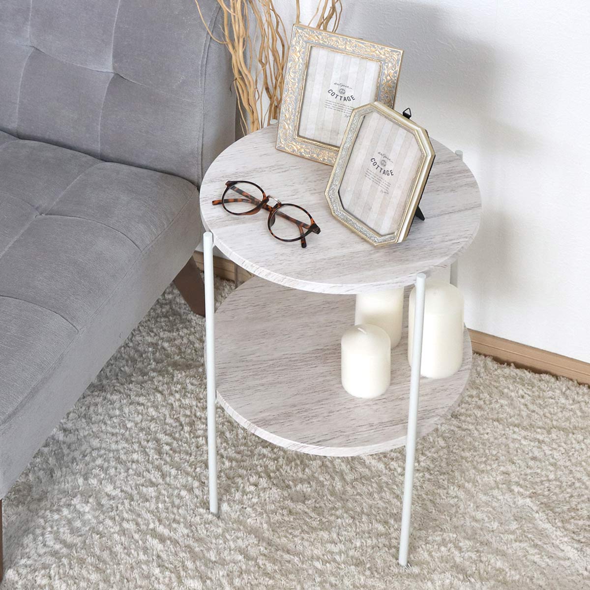 楽天市場】【アウトレット】 サイドテーブル 高さ52cm 2段 ラック