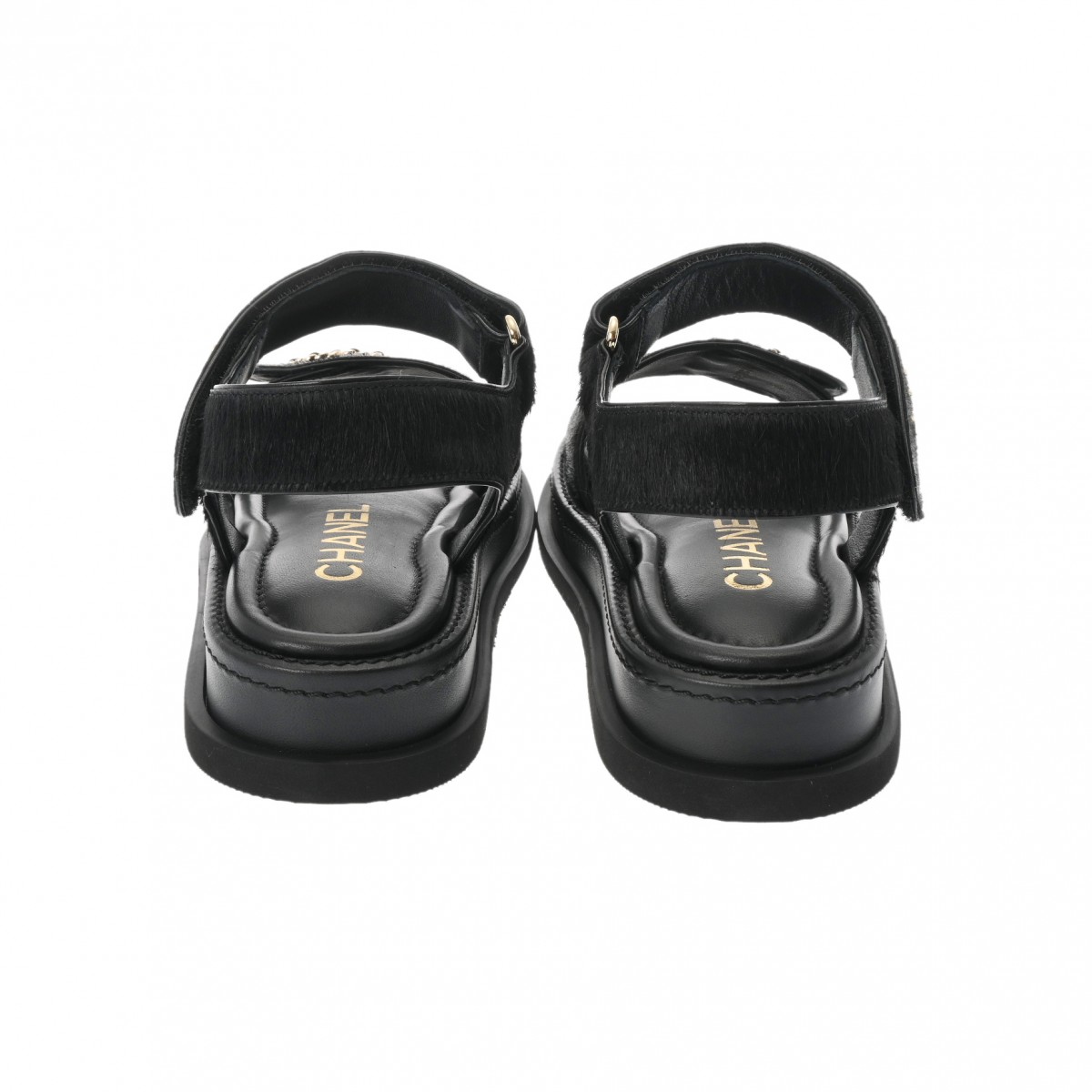 楽天市場】シャネル CHANEL サンダル #37C ブラック/ゴールド/ゴールド