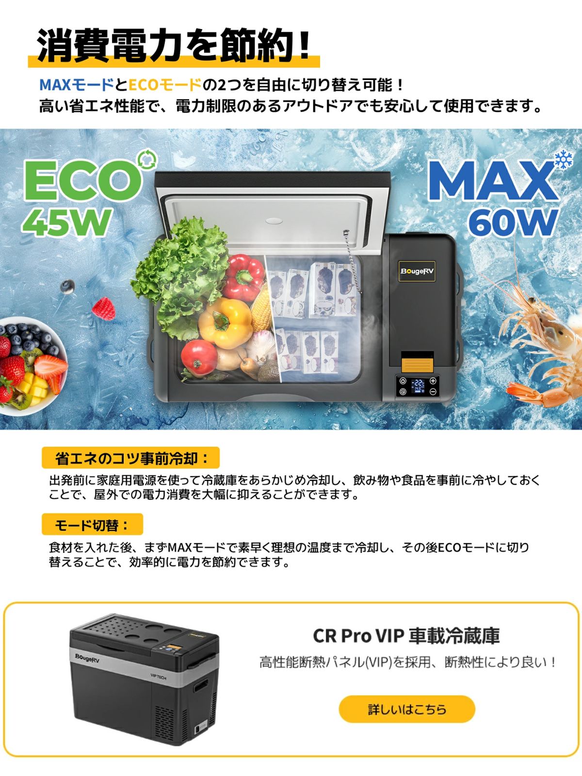 楽天市場】BougeRV ポータブル冷蔵庫 CR Pro 20/29L 車載冷蔵庫 急速