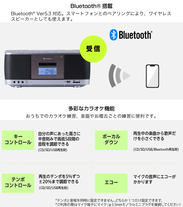 楽天市場】[AX-KCR70(S)] SD/USB/CDラジオカセットレコーダー AUREX