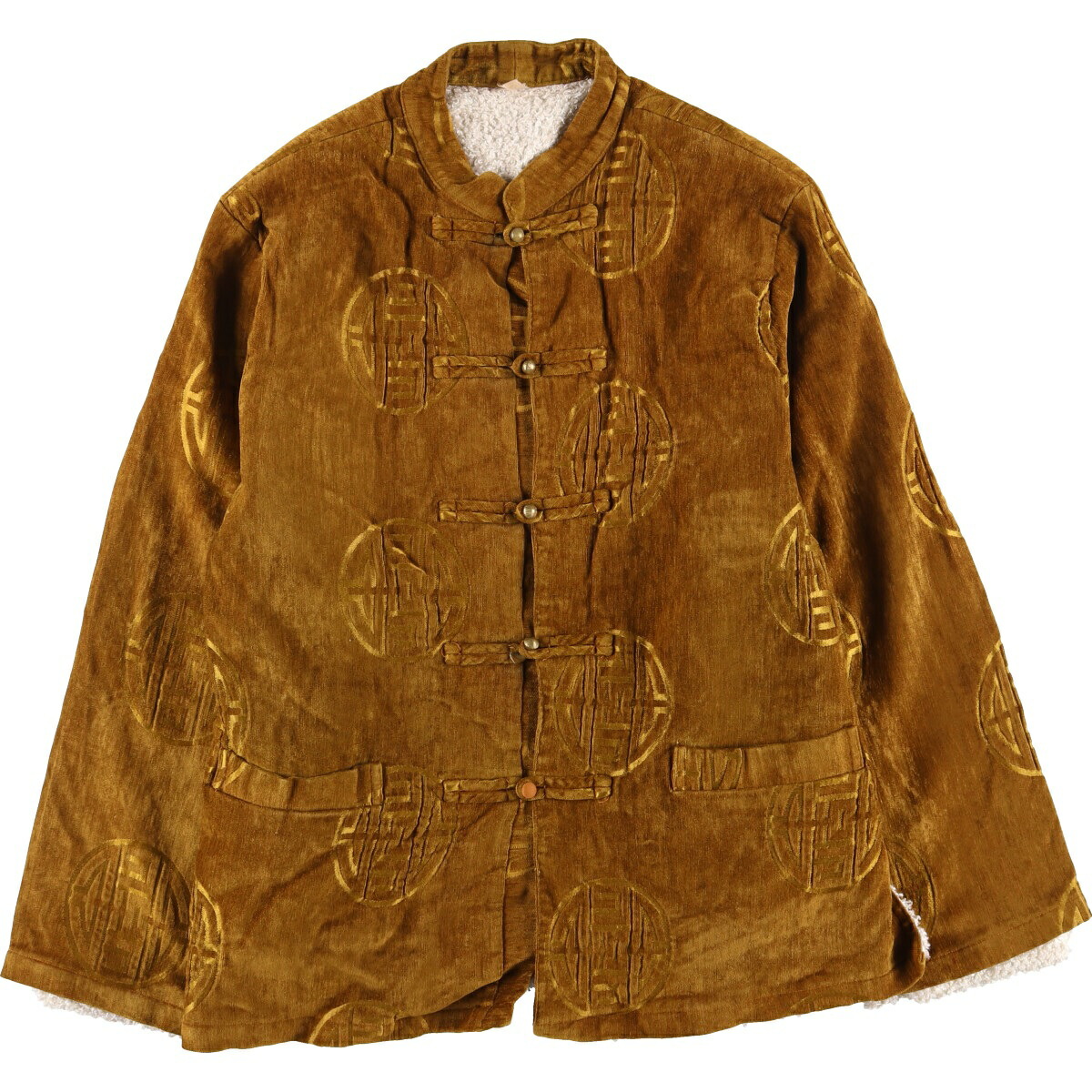 楽天市場】古着 UNKNOWN 総柄 ベロアチャイナジャケット メンズM