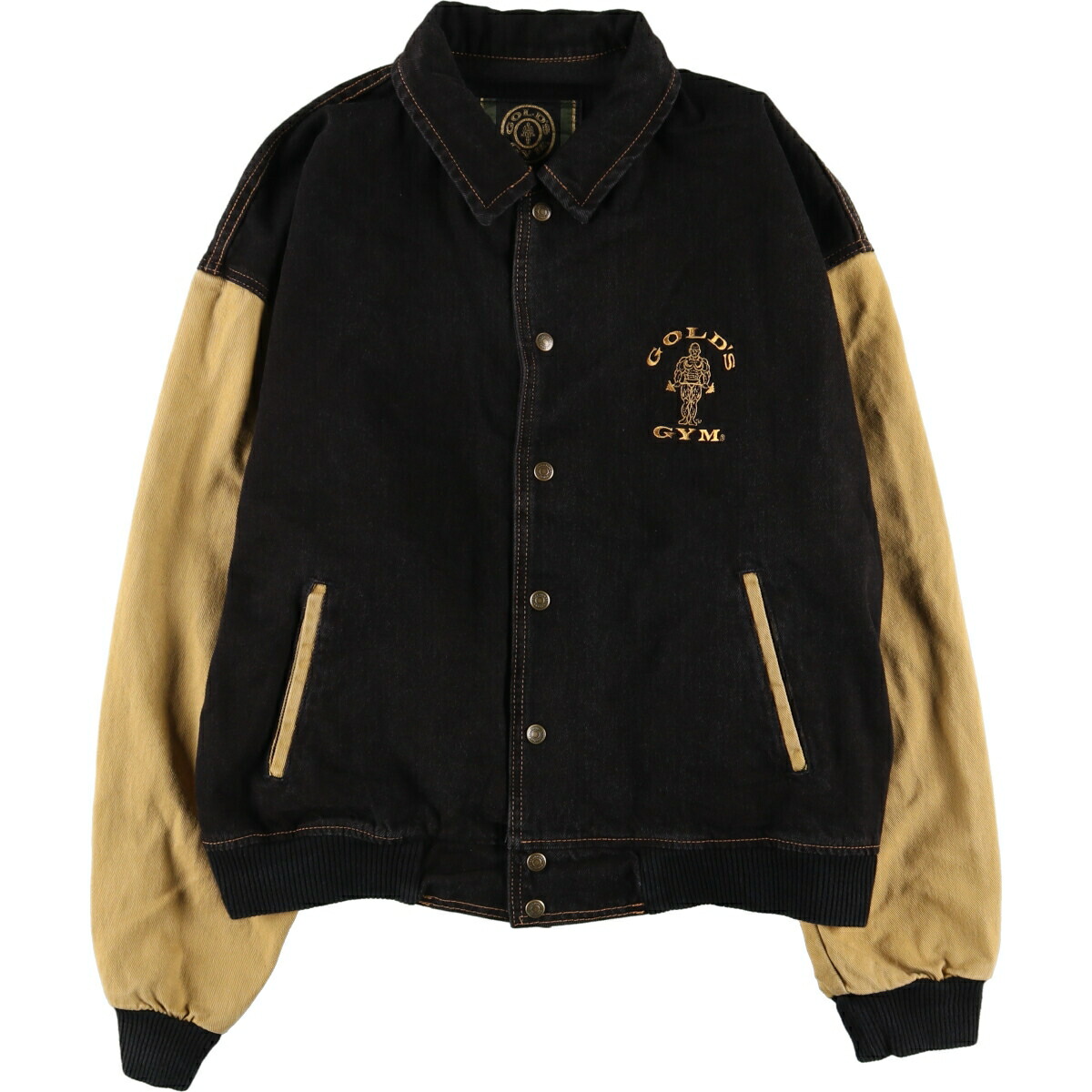 楽天市場】古着 ゴールドジム GOLD'S GYM バック刺繍 デニムスタジャン