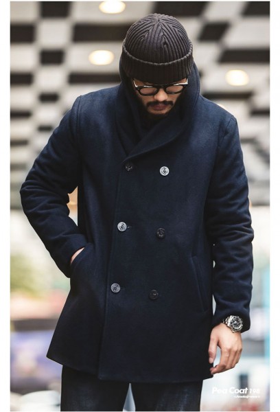 楽天市場】ウール ピーコート ネイビー ヘチマ襟 防寒 PEA-COAT