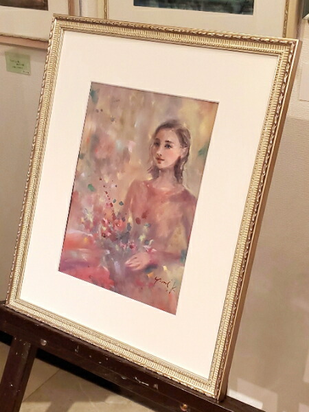 楽天市場】絵画 原画 「Silver girl」 水彩/パステル F4 シルバー 額付