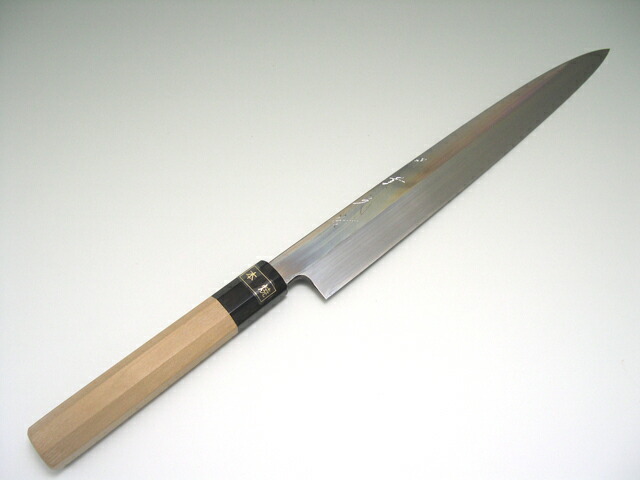 柳刃包丁 ステンレス製 約30cm 鞘付き 本焼き波紋あり。材質不明 柳刃