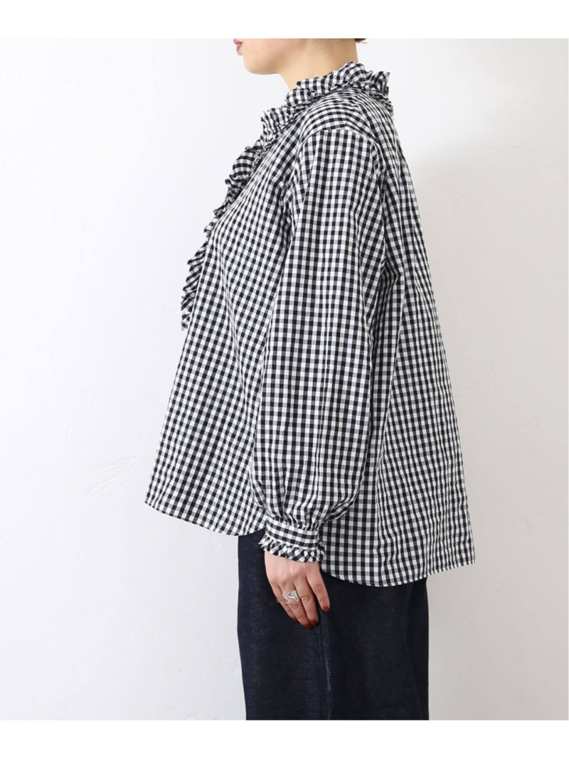 楽天市場】《追加》ギンガム フリルブラウス(BLK) journal standard