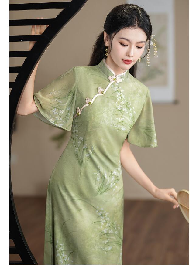 楽天市場】チャイナドレス ロングドレス チャイナ風 ワンピース 立ち襟