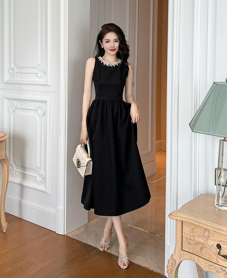 楽天市場】ロング フレアワンピース パーティードレス ブラックドレス