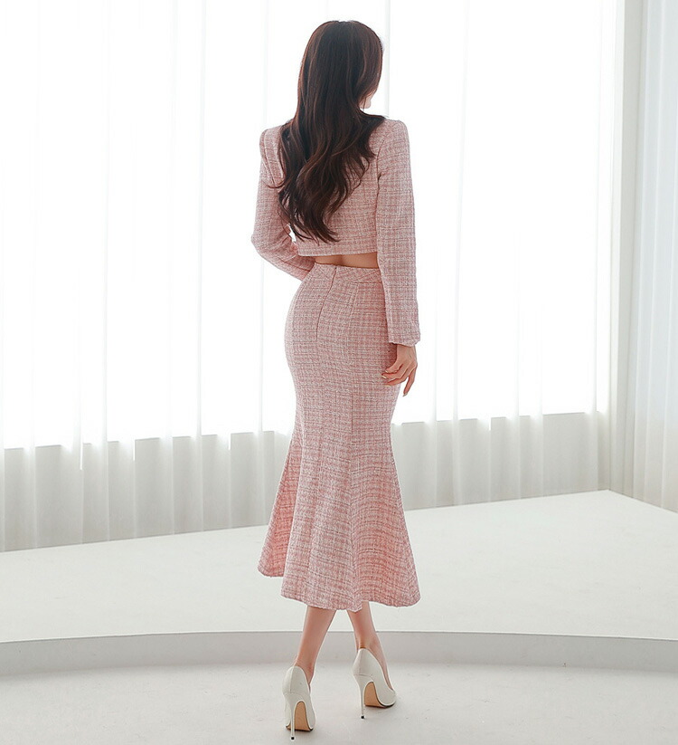 楽天市場】ツーピース ツイード調 セットアップ トップス マーメイド