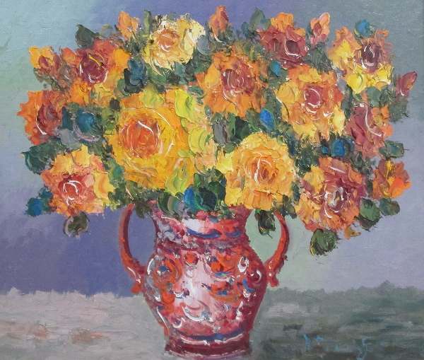 楽天市場】「バラ」（黄色い薔薇）谷口春彦（F10サイズ油彩画[油絵