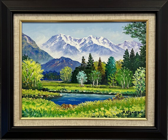 楽天市場】上高地 羽沢清水 F6サイズ油彩画・油絵・直筆油彩画・日本