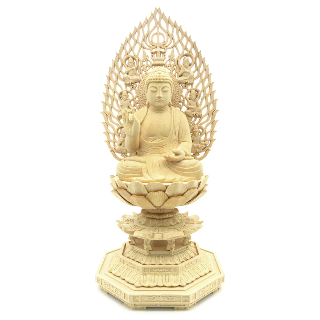 楽天市場】仏像 盧遮那仏 身丈3.5寸 飛天光背 八角台 桧木 : 栗田