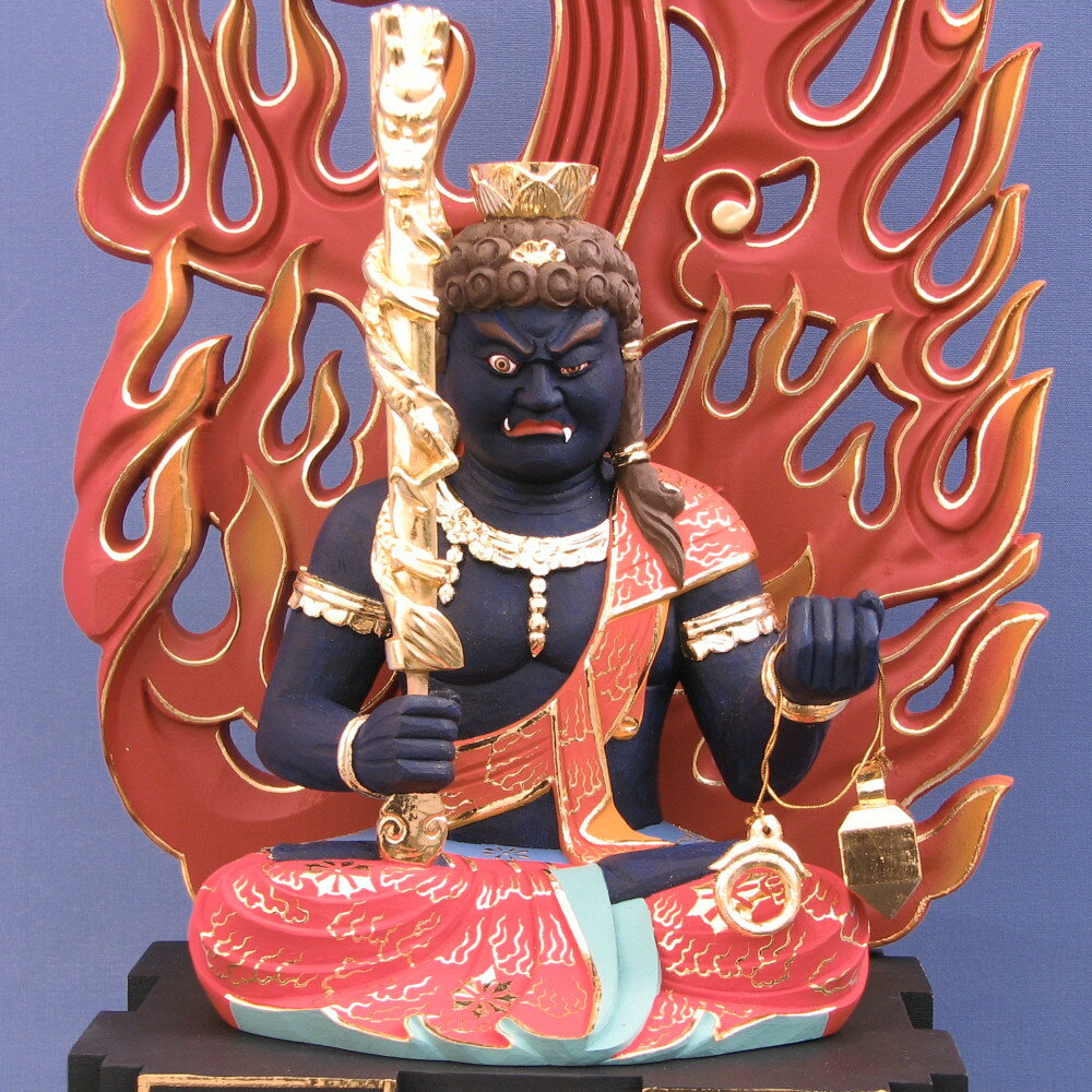 楽天市場】仏像 不動明王 座像 倶利伽羅剣付 身丈6寸総高60cm 火炎光背
