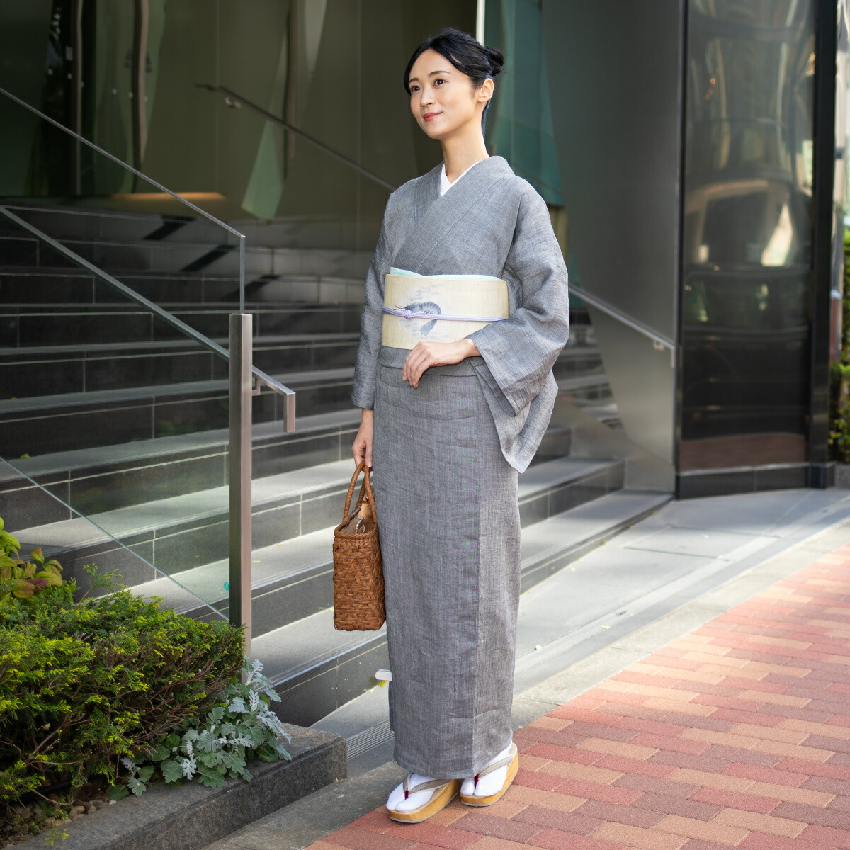 楽天市場】【CHIKUMO-千雲-】洗える夏きもの 麻楊柳/墨黒 近江ちぢみ