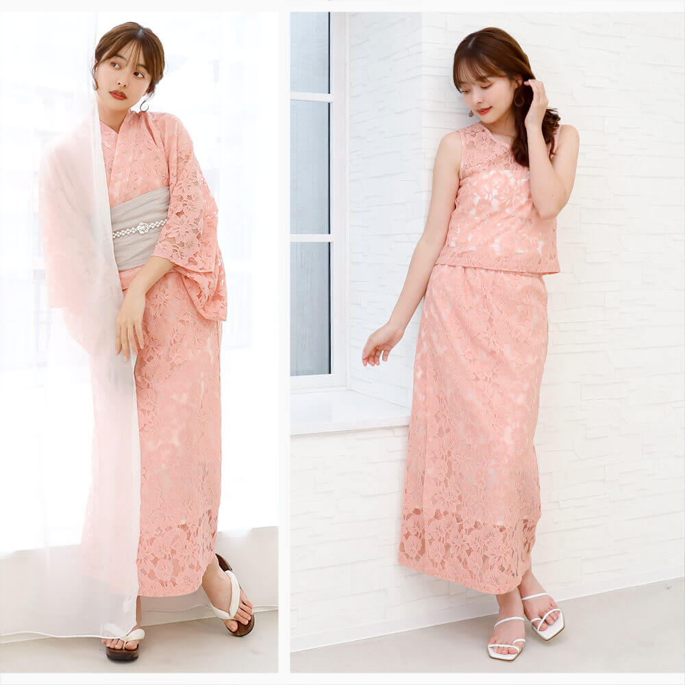 楽天市場】レディース 4way浴衣 ＋ 帯 4点セット 4way浴衣 レース