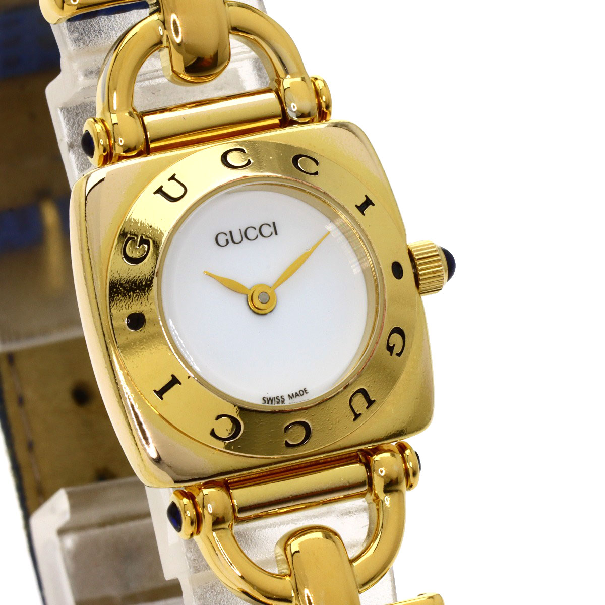 楽天市場】グッチ 6300L ロゴ 腕時計 GP/革 レディース 【中古