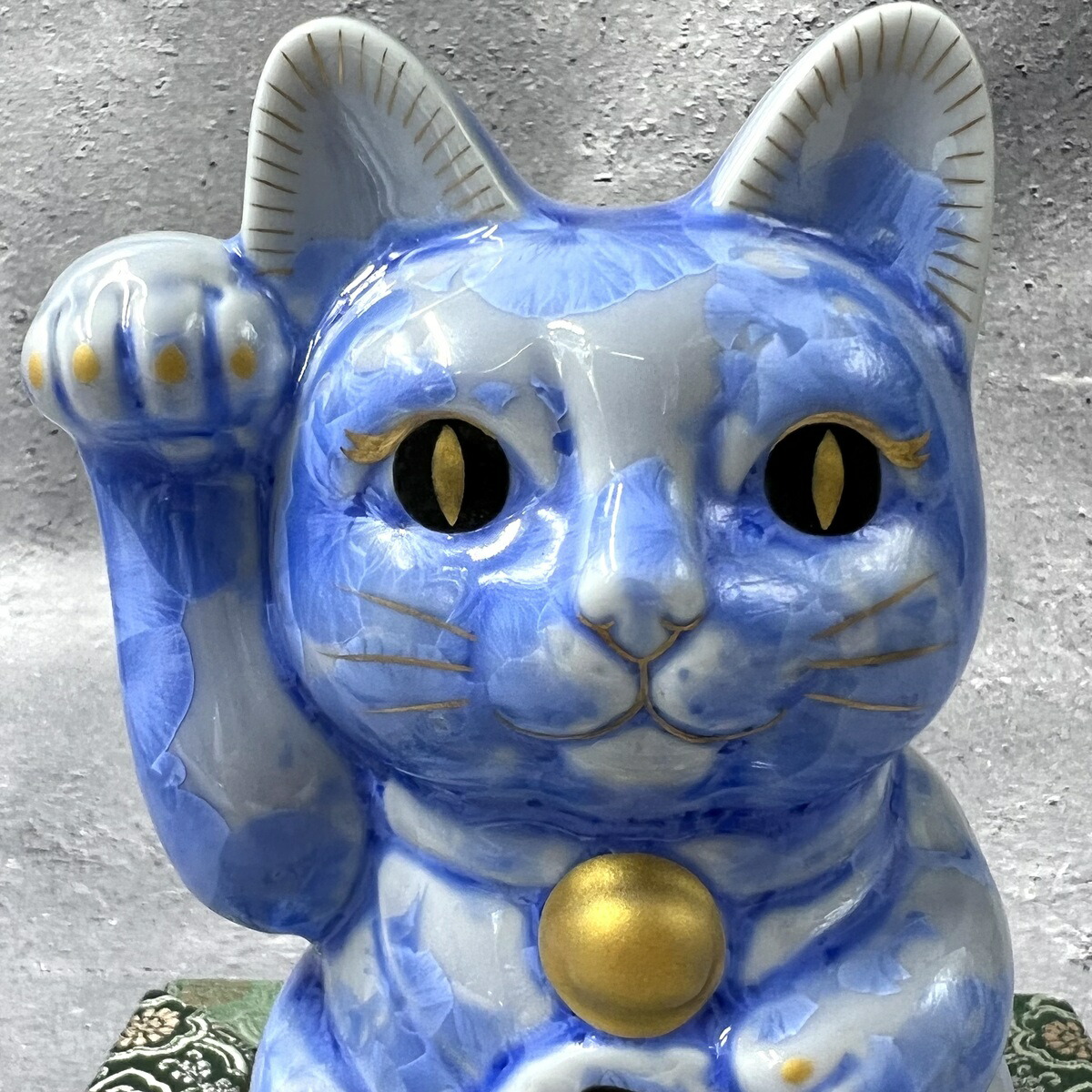 楽天市場】京焼 清水焼 陶あん 花結晶 招き猫 青 開運 右手 : 京焼
