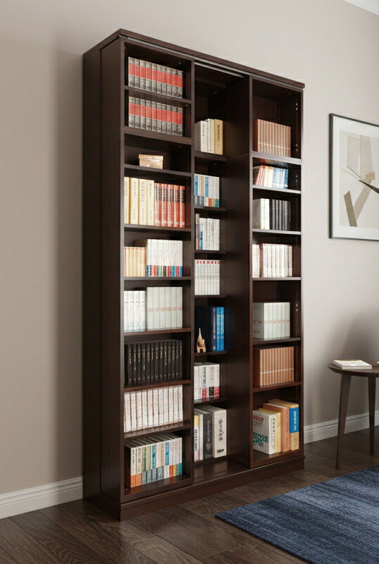 楽天市場】スライド書棚 本棚 日本製 スライド 大容量 高級 書架 幅127