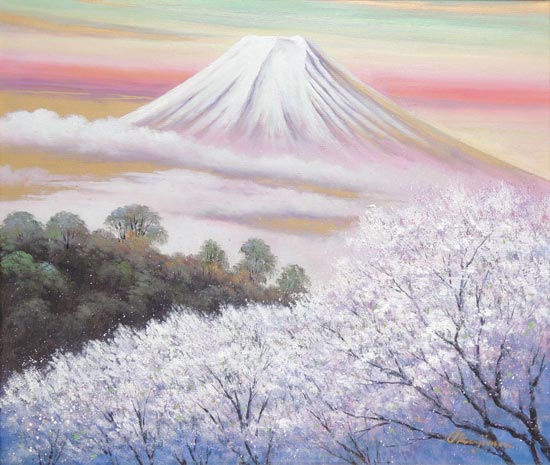 楽天市場】絵画 油絵 金富士と桜 F50号 （岡島哲夫） 送料無料【肉筆