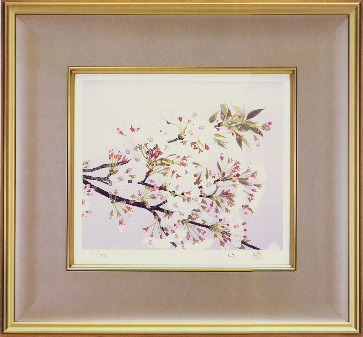 絵画 稲元実『富士山』51cm × 42cm 原画 額縁 豪華 絵画 稲元実