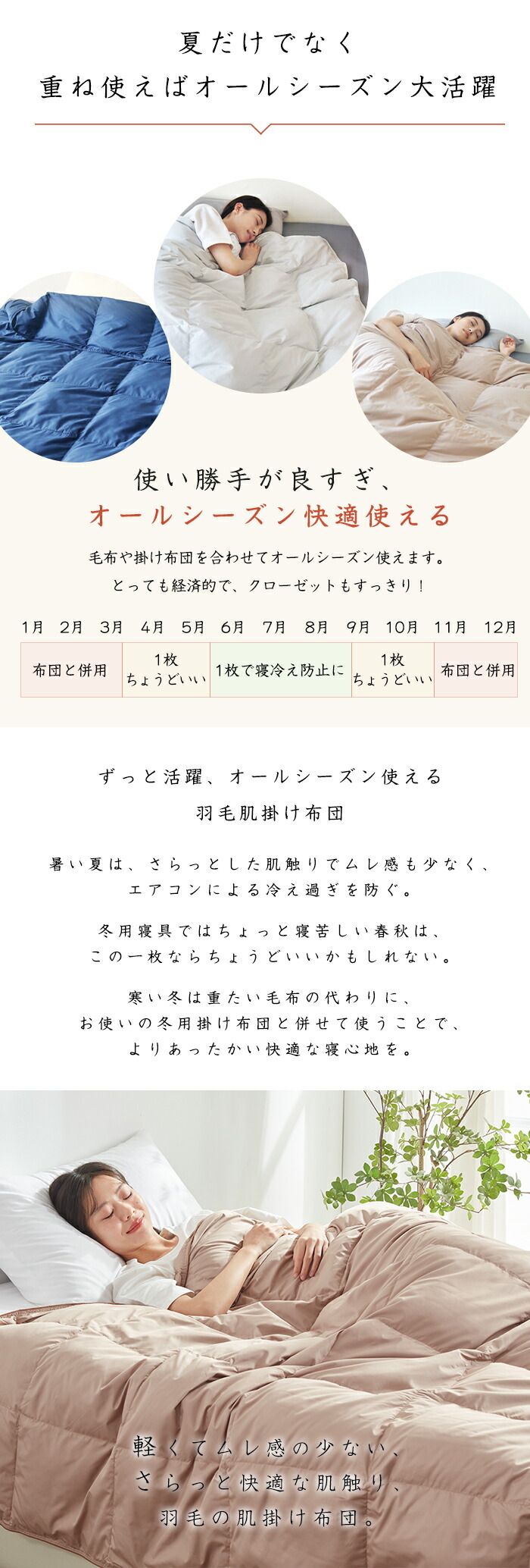 楽天市場】ダウンケット ダブル 羽毛肌掛け布団 羽毛布団 夏用 ダウン