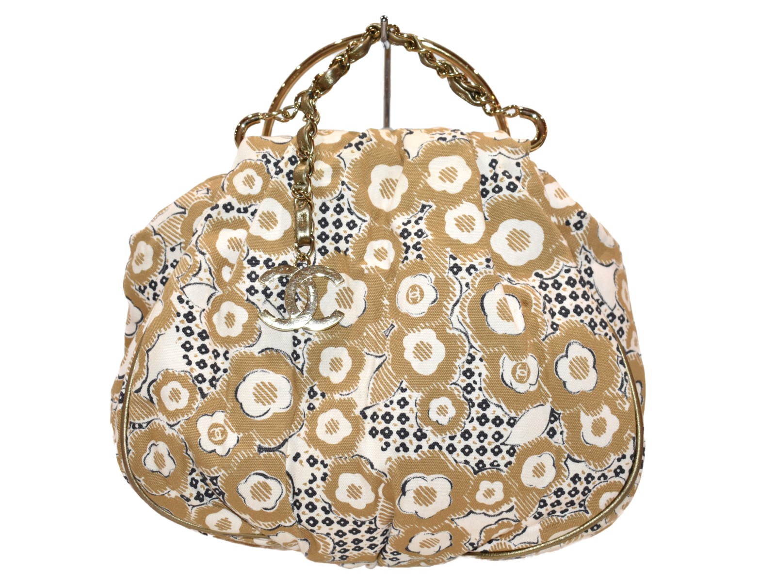 楽天市場】CHANEL シャネル カメリア フープハンドルバッグ