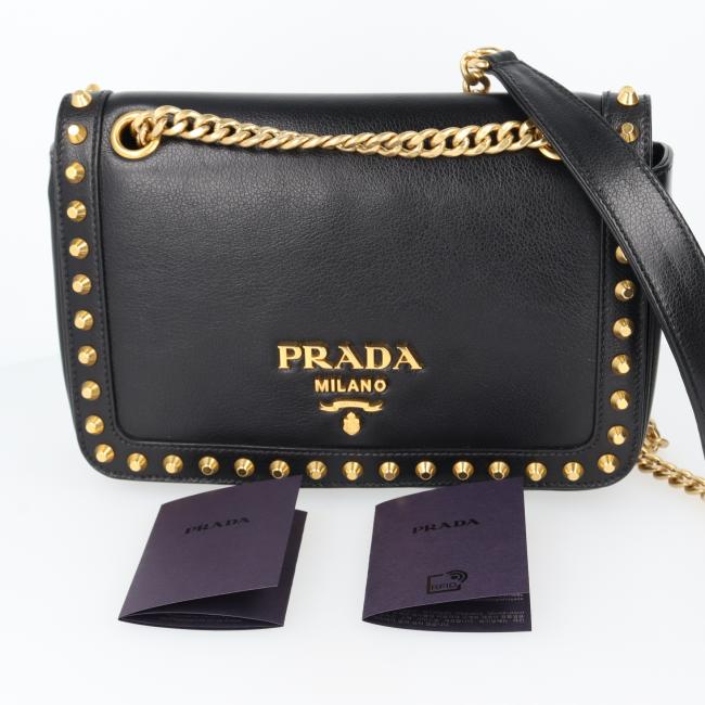 楽天市場】プラダ【PRADA】1BD147 スタッズ チェーンショルダーバッグ