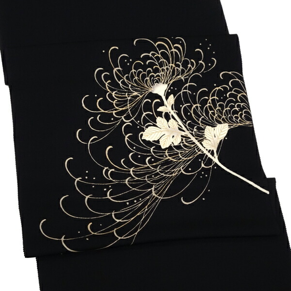 楽天市場】塩瀬名古屋帯 一富司 仕立て付き 正絹 黒 染め帯 京友禅染め