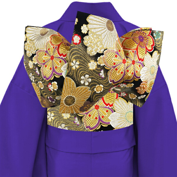 楽天市場】廣部商事 振袖用 袋帯 黒 仕立て上がり 桜 流水 振袖帯 正絹