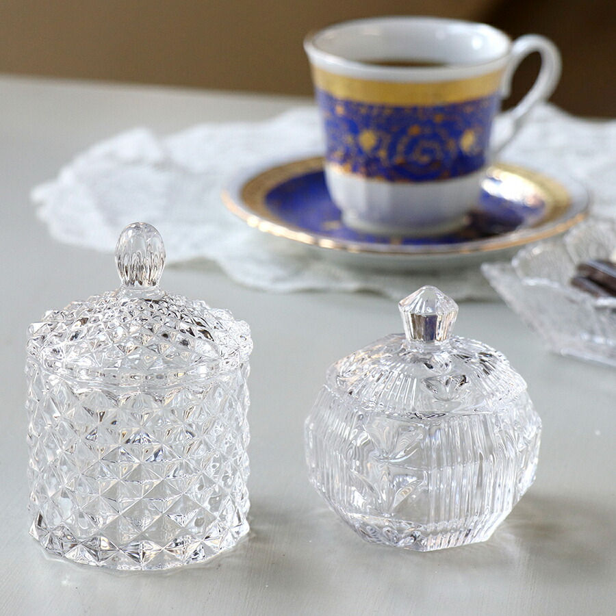 楽天市場】ボンボニエールディンプル・ ガラス食器蓋つきお菓子入れ