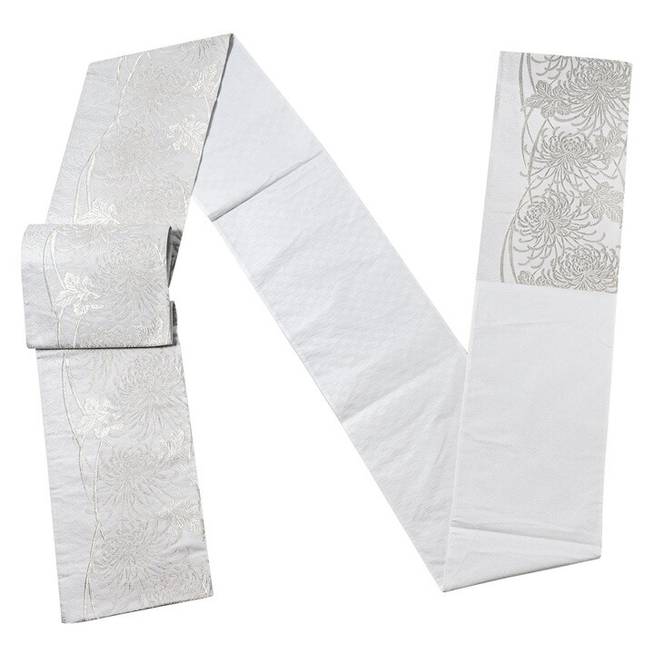 楽天市場】振袖 袋帯 単品「白地 白銀 糸菊」六通柄 日本製 お仕立て