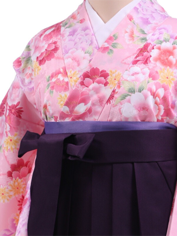 楽天市場】小学生 卒業式 袴セット レンタル 女の子 C145ピンク花×紫袴