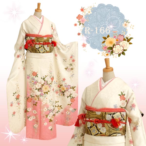 楽天市場】【成人式 振袖 レンタル】RS166 正絹 白 ピンク桜フルセット