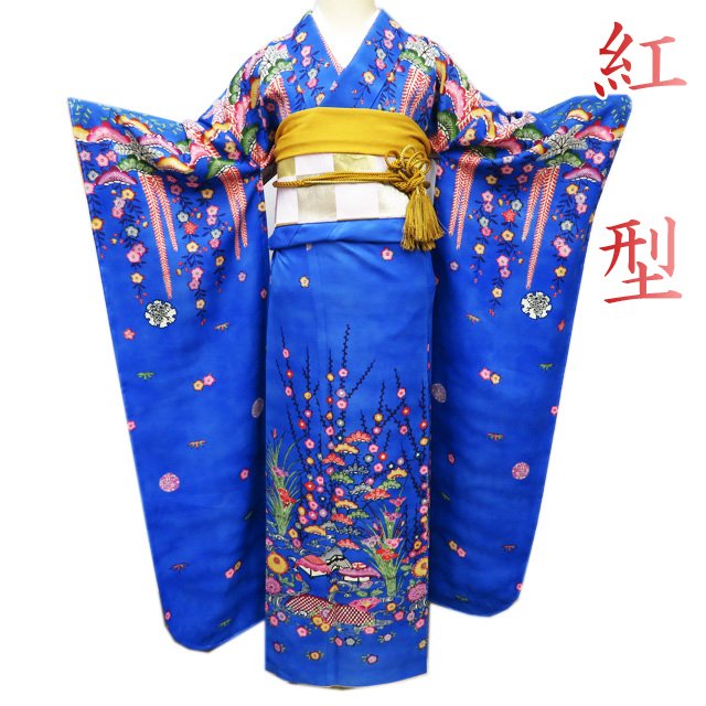 楽天市場】【 中古 】 特選 振袖 リサイクル着物 正絹 琉球 紅型 花