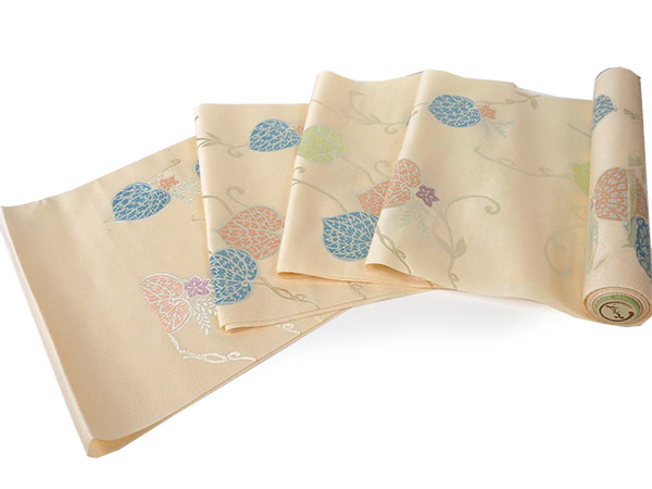 楽天市場】名古屋帯 単品 正絹 仕立て付き 九寸 クリームベージュ 葵