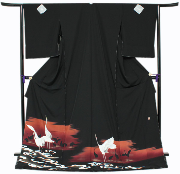 楽天市場】【正絹黒留袖 未仕立て 仮絵羽 鶴と霞柄】礼装 黒留め袖