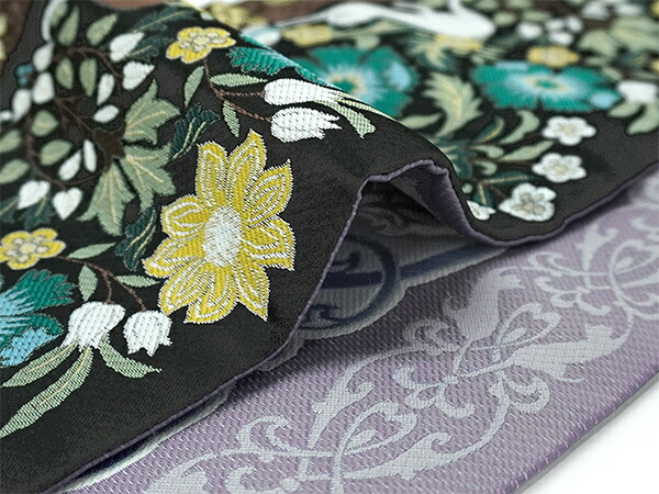 楽天市場】半幅帯 リバーシブル nico 黒地 Cats away 長尺 半巾帯