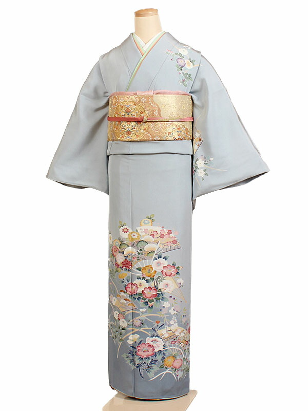 楽天市場】【レンタル】【訪問着・ブルーグレー】正絹訪問着レンタル