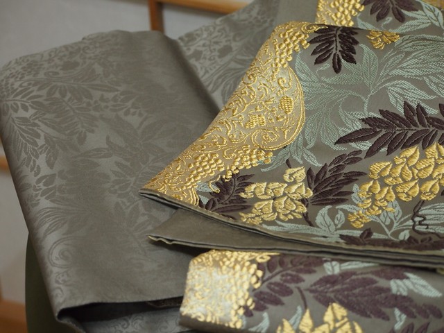 楽天市場】山口美術織物謹製 唐織礼装用袋帯 六通柄 藤に葡萄唐草文