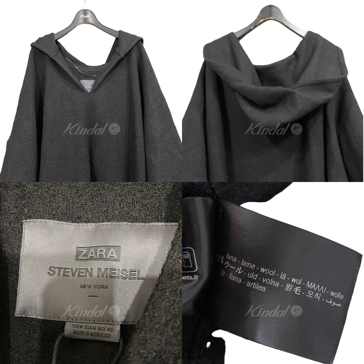 楽天市場】【中古】steven meisel×ZARAウールポンチョ ブラック サイズ
