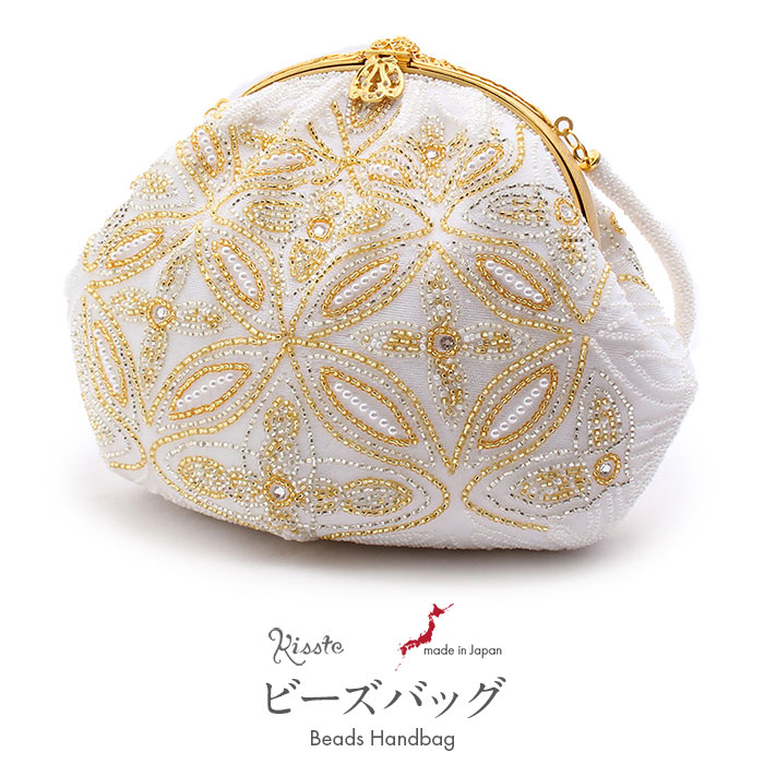 楽天市場】手刺繍ビーズバッグ 国産グラスビーズ ホワイト 七宝に華 袴
