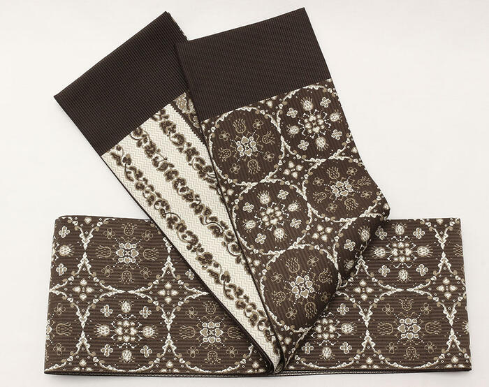 楽天市場】半幅帯 協和織工場 正絹 日本製 茶色 正倉院 リバーシブル