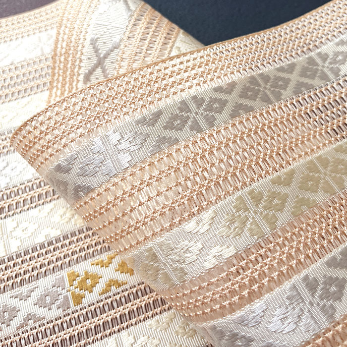 楽天市場】《値下げ！》 夏帯 博多織 名古屋帯 八寸 正絹 赤香色 名物