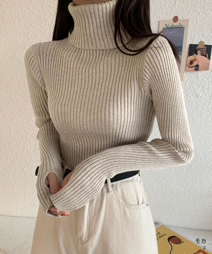 楽天市場】ニット《サムホール付きタートルネックニットトップス 全7色