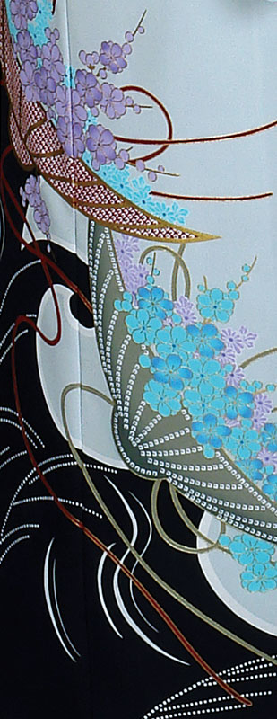 楽天市場】付下げ訪問着 国内染め お仕立て着物 水色地に波と花笠柄(27