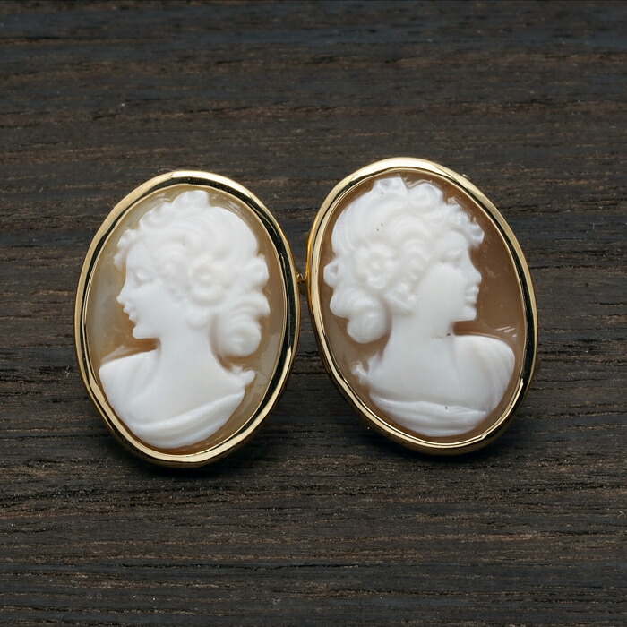 楽天市場】K18 シェルカメオ ピアス オーバル18×13mm スタッド 18金