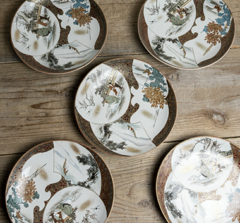 楽天市場】骨董○九谷焼金襴手皿○人物 / 風景 / 花 | 明治時代-19世紀