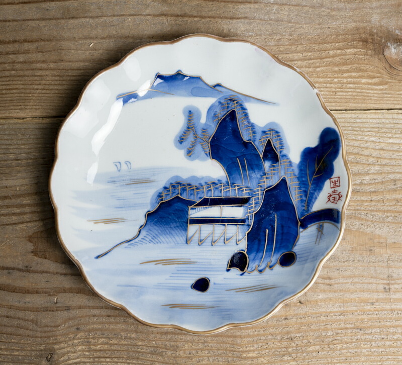 楽天市場】骨董○古伊万里染付山水図皿○W20.7cm | 江戸後期-19世紀頃