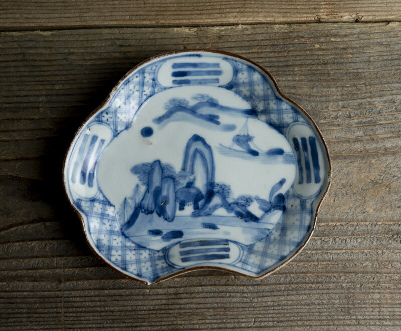 楽天市場】骨董○初期伊万里染付山水文変形皿○ | 江戸初期-17世紀頃